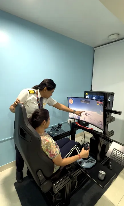 Capt Vidhi Sharma guiding a simulator session